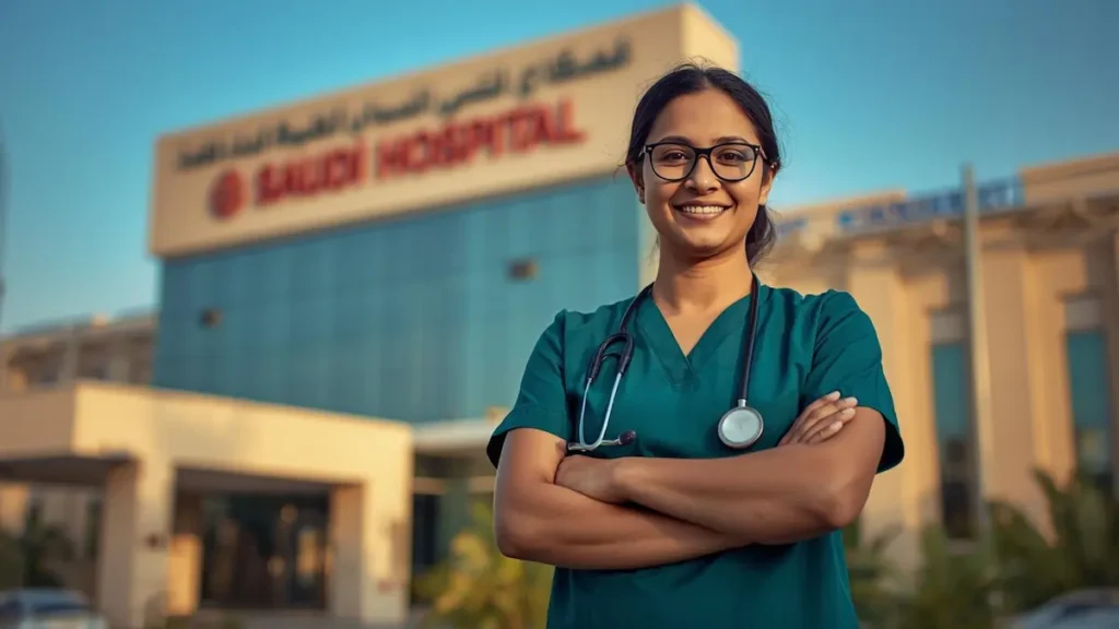 Successful expatriate caregiver thriving in professional healthcare career in Saudi Arabia
