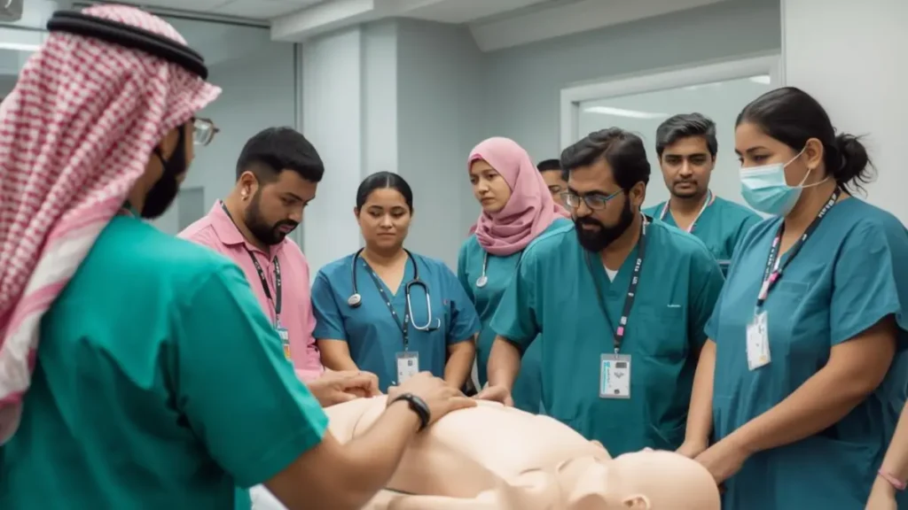 Expatriate caregivers attending professional training certification program in Saudi Arabia